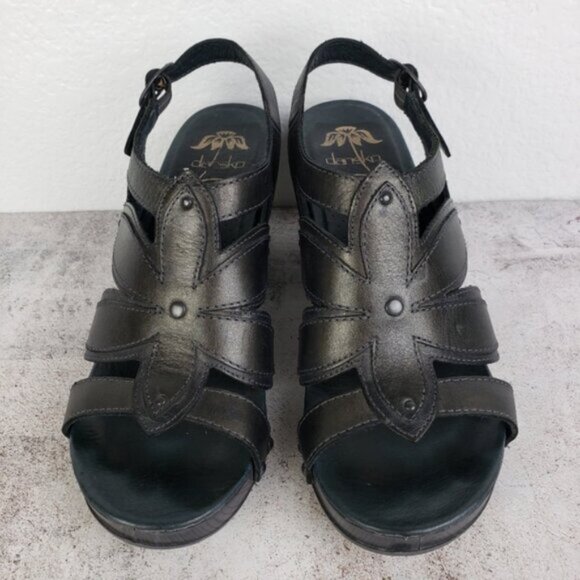 DANSKO Metallic Leather Clogs Sandal size 38 Comfort Shoes Studs - Picture 3 of 11